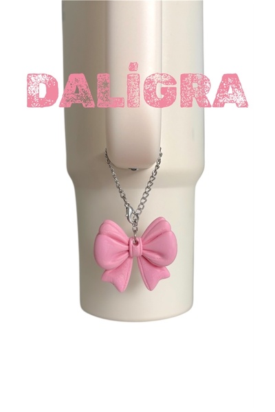 daligra Coquette Pembe Ribbon Fiyonk Termos Charmı /Termos Süsü Pembe
