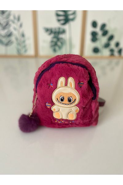 Petek Collection Labubu Plush Backpack, School Creest Bag