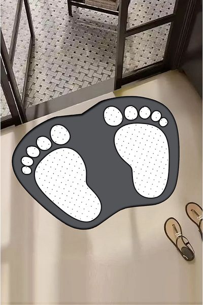 Carmine Carpet Decorative Digital Printed Footprint Patterned Door Mat