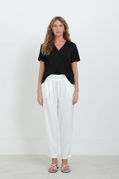 Modamorfo Women's Tie Waist Carrot Shape Pants - 18102Pnt