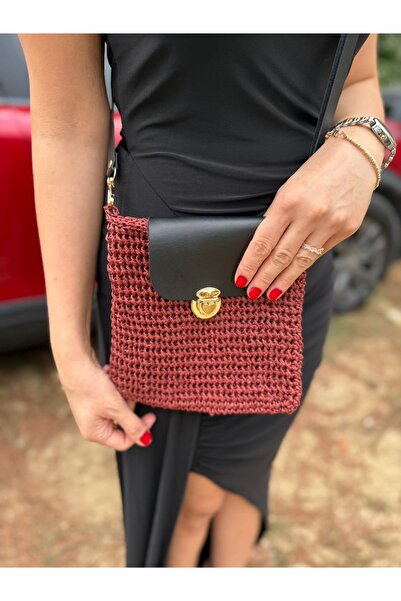 GULDESIGN Shoulder Bag Straw Burgundy