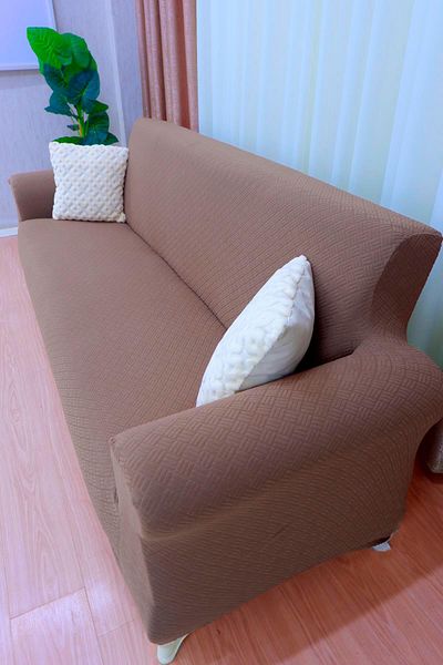 elgeyar Jacquard Sofa Cover Set Basket Pattern 3+3+1+1 - Light Brown