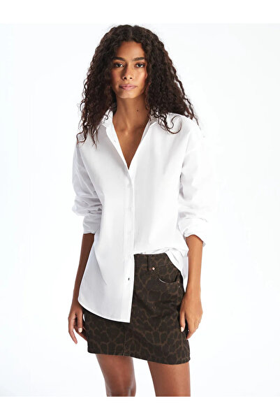 LC Waikiki Xside White Oversize Poplin Women's Shirt