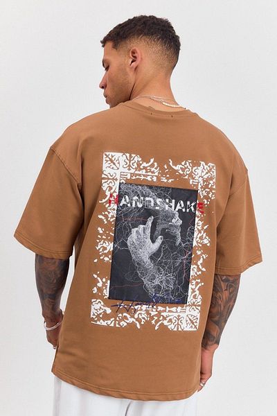 İLKCET MODA Hand Me Back Print Oversize Tshirt