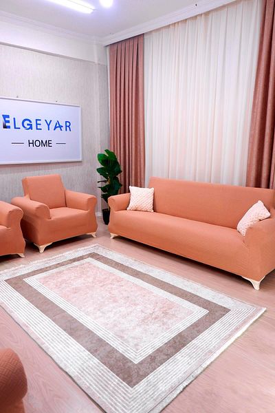 elgeyar Jacquard Sofa Cover Set Basket Pattern 3+3+1+1 - Beige