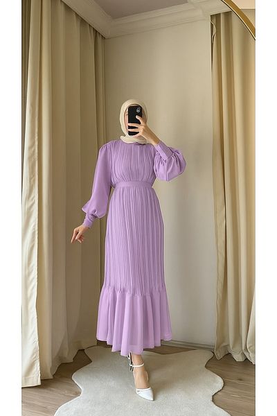 STYLE NİŞANTAŞI Chiffon Pleated Dress