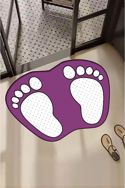 Carmine Carpet Decorative Digital Printed Footprint Patterned Door Mat