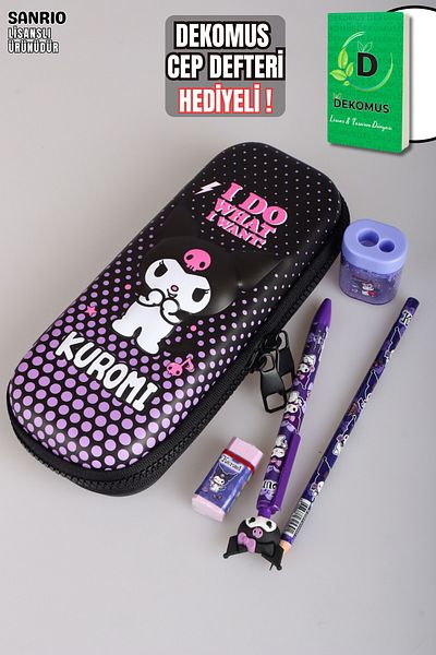 kuromi „DEKOMUS BLOC DE BIROU CU CADOU” LICENȚIAT „SHADOW CHIC” COLECȚIA EVA PEN BAG, PENĂ CU VÂRTEJ