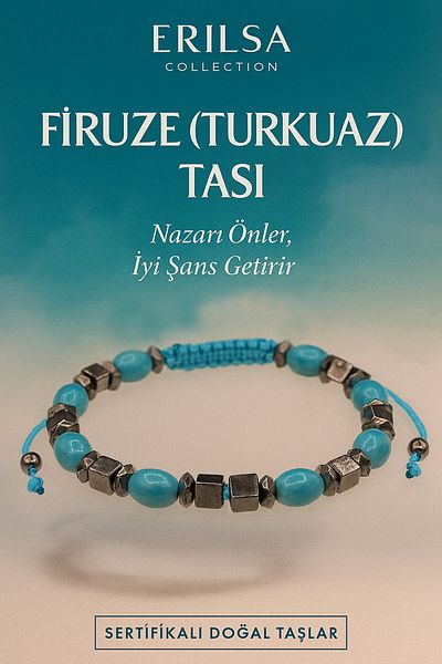 Erilsa Certified Terahertz and Turquoise Stone Bracelet – Energy, Balance and Mental Healing