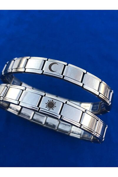 fmaccessoriess Çelik İtalyan charmlı bileklik Ay ve Güneş 2li çift Sevgili bi...