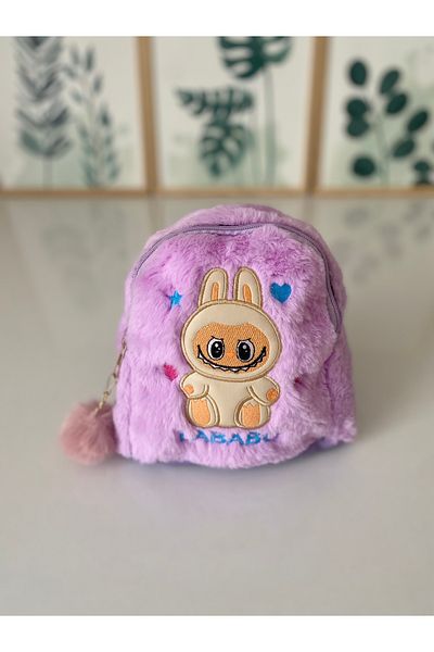 Petek Collection Labubu Plush Backpack, School Creest Bag