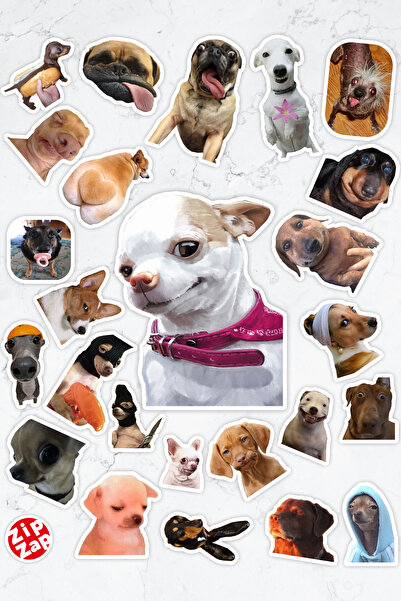 ZipZap Funny Dog Themed Phone Laptop Bullet Journal Adhesive Foil Sticker Pack (25 Pcs)