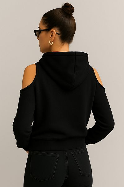 Machetta Women's Open Sleeve Detailed Hooded Sweatshirt
