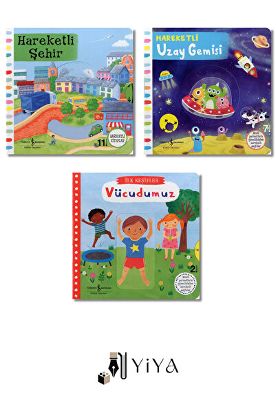 TÜRKİYE İŞ BANKASI KÜLTÜR YAYINLARI Hareketli 3 Çeşit Kitap Vücudumuz-Uzay Ge...