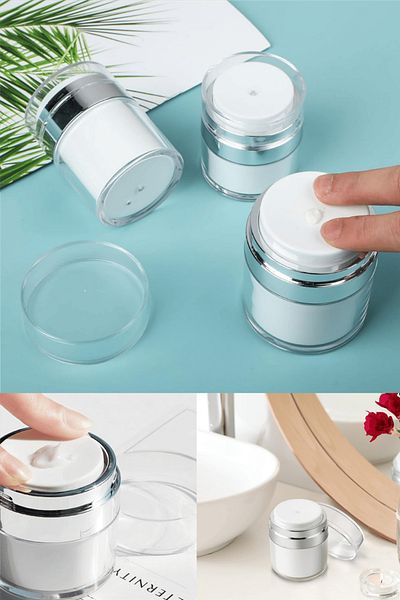 TOYFEST 2 Pcs Hygienic Bottle Designed for Cosmetic Products, Refillable, with Air Pump and Vacuum