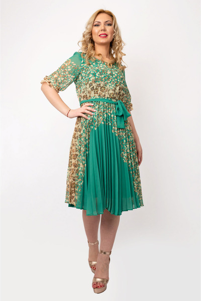 OEM Rochie Flavia verde cu model floral pentru femei - M(36)