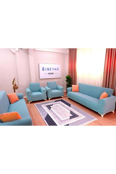elgeyar Set huse de scaun jacquard model coș 3+3+1+1 - mentă