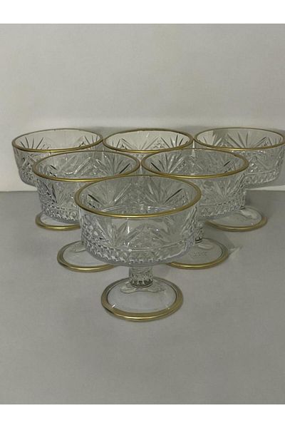 Zeryas Home 6 Pieces Ice Cream Cookie Sweet Bowl Half Painted Gold