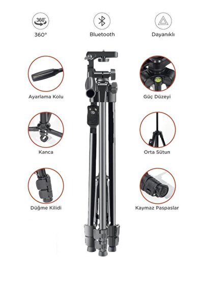 Başkenttekno 8810 Profesyonel 360 Derece Çok Amaçlı 1.2m Tripod Kamera Tripod
