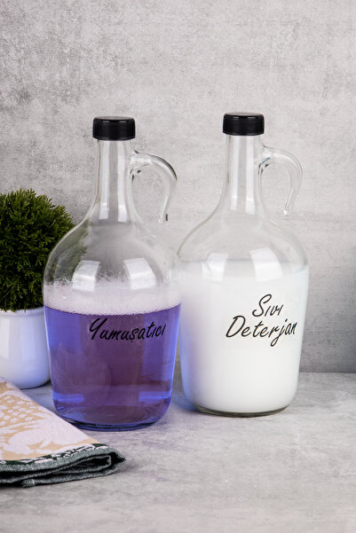 DNS HOME Набір з 2 скляних мийних засобів Рідкий миючий засіб та пом'якшувач Скляна банка для зберігання Пляшка для миючого засобу 1500 мл