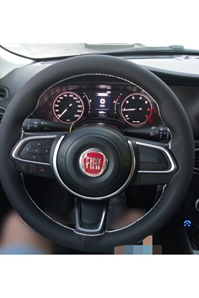 HASBAY DİKİŞLİ DİREKSİYON KILIFI SİYAH DERİ BEYAZ DİKİŞLİ FIAT EGEA İÇİN