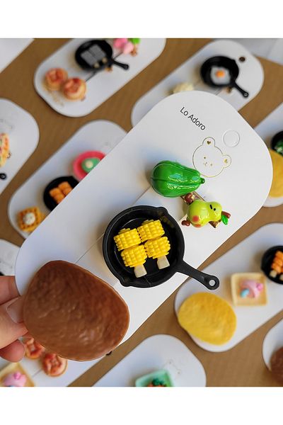 LO ADORO 3 Pieces Gastronomy Masterchef Buckle Chips Buckle Pan Basket Fun Buckles