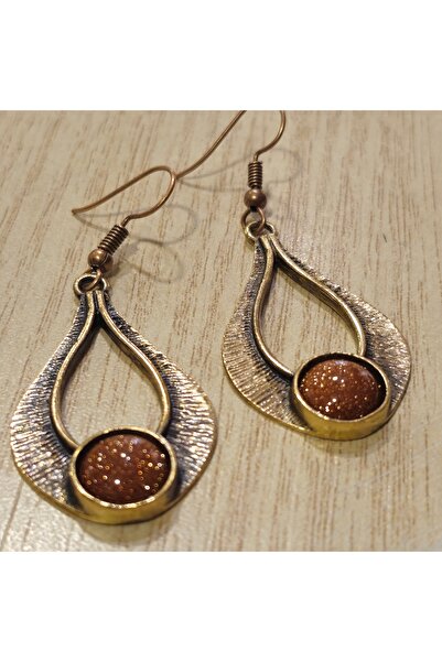 CADI KAZANI Yıldız Taşlı Oval Bakır Küpe