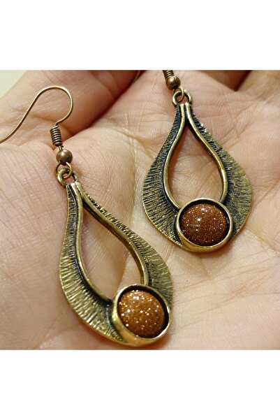 CADI KAZANI Yıldız Taşlı Oval Bakır Küpe