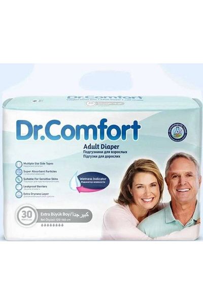 Dr.Comfort Scutece adulti, prindere laterala cu scai, Dr.Comfort, 120-160 cm, Marime XL, absorbtie rapida, 8 pi