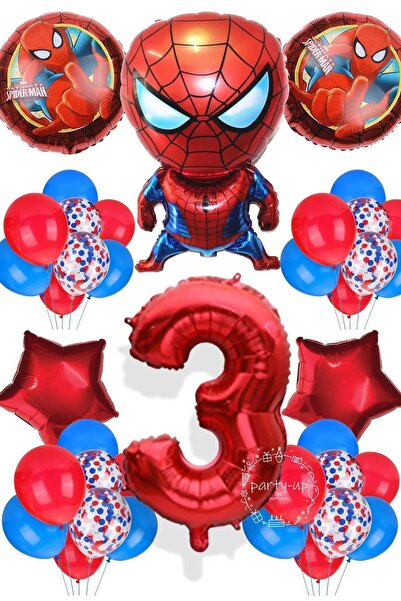 PARTİAVM مجموعة بالونات كاملة بعمر 3 سنوات من سبايدرمان باللون الأحمر، مجموعة...