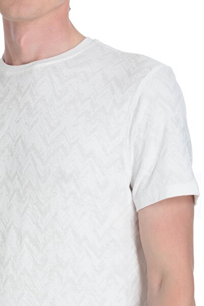 Hatemoğlu Λευκό μπλουζάκι με κανονική εφαρμογή Crew Neck