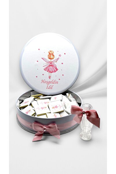 Popy Gift Chocolate 50 Adet Peri Kızı Temalı İsme Özel Hoş Geldin Kız Bebek D...
