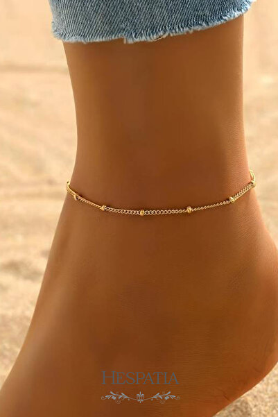 hespatia خلخال أنيق ذهبي اللون - خلخال صيفي بسلسلة رفيعة