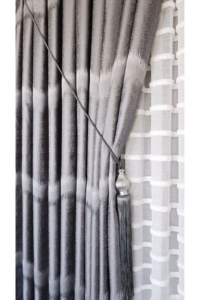 Yuka Panel Background Curtain Smoked Gray Single Wing 1/3 Tight Pleated Luxury Series Heavy Weight