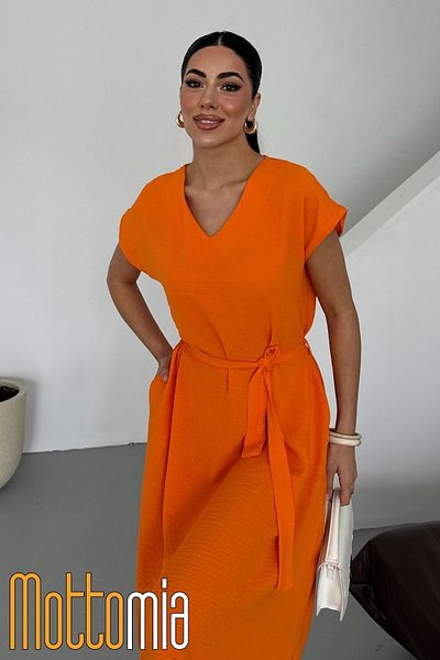 mottomia Women's V-Neck Belted Ayrobin Dress |   Summer Flowy Comfortable Fit Casual Stylish Dress