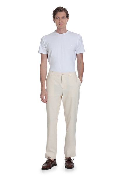 Hatemoğlu Beige Relaxed Fit Linen Jogger Pants with Side Pockets