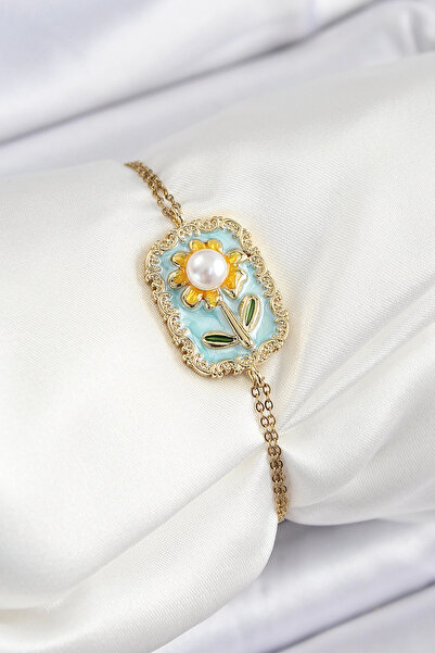 newar سلسلة فولاذية 316L مطلية بالفيروز، صورة فنية، تفاصيل لؤلؤية، نموذج ديزي...