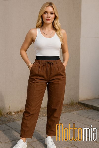 mottomia Women's Organic Şile Cloth Bürümcük Bohemian Trousers |   Washable Sanforized Relaxed Fit Summer Trousers
