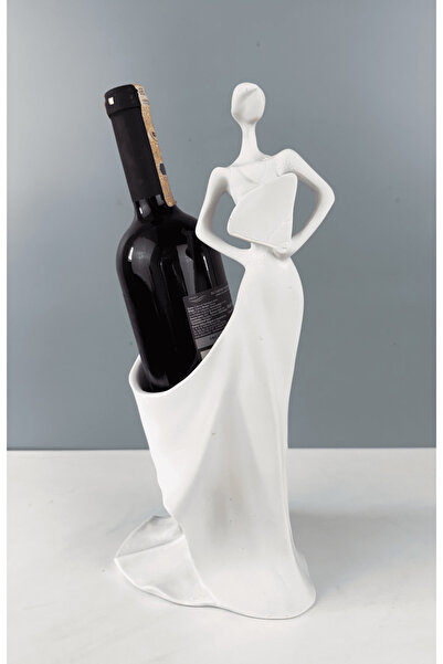 LivadoHome Kadın Dekoratif Şaraplık Biblo Heykel 35 x 14 cm