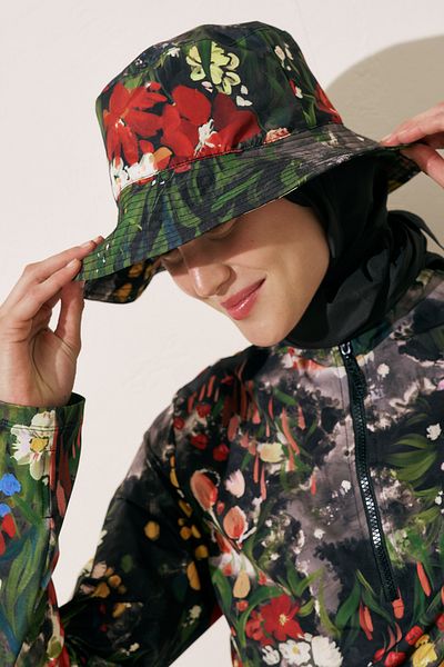 Manuka Shawl Detail Bucket Hat Dark Garden