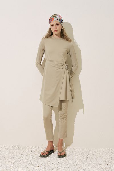 Manuka Swimsuit Dress with Envelope Skirt Green