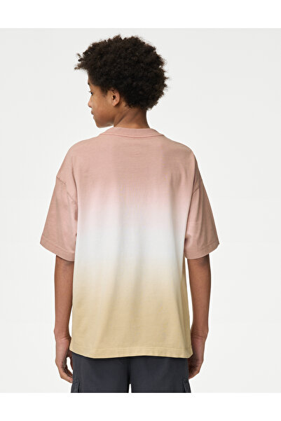 Marks & Spencer Saf Pamuk Ombre Yazılı T‑Shirt (2–16 Yaş)