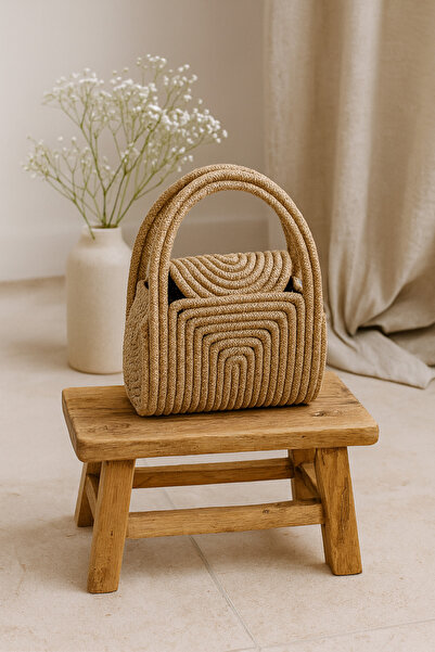 Efuliz Home Mini geantă clutch din paie de iută, geantă naturală de tendință ...