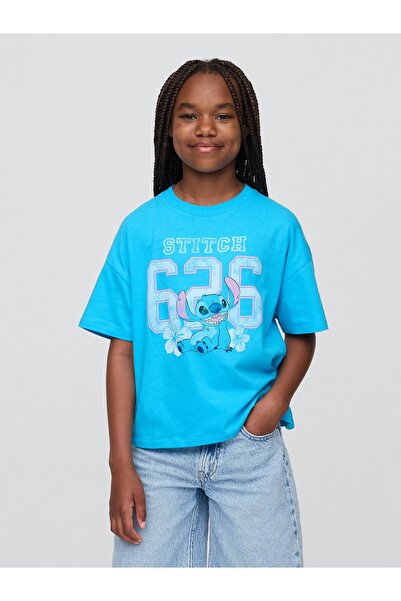 GAP Kız Çocuk Açık Mavi Lilo & Stitch Grafik T-Shirt