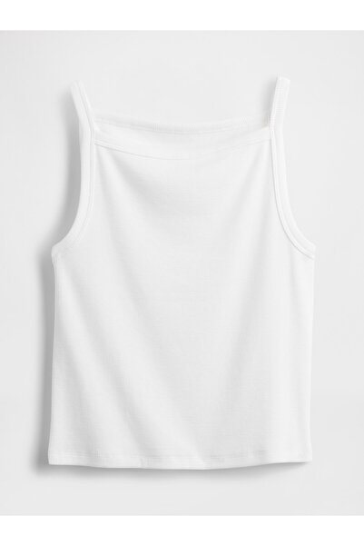 GAP Kadın Beyaz Modern İpek Yaka Kısa Krop Atlet