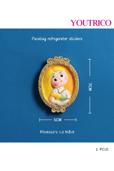 Youtrico 1pcs 3D Resin World Famous Painting Figures Magnet Home Decor Refrig...