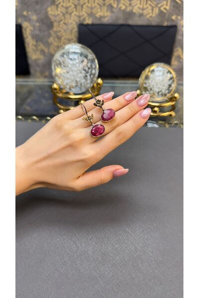 Gümüşhanesi Yakut taşlı otantik gümüş küpe