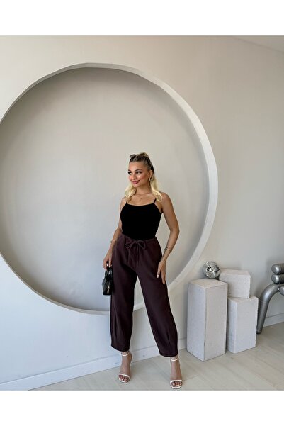 FEHUBLOOM Brown Raw Linen Trousers