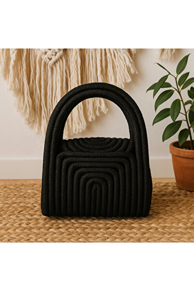 Efuliz Home حقيبة يد صغيرة من قش الجوت، حقيبة يد مصنوعة يدويًا باللون الأسود ...