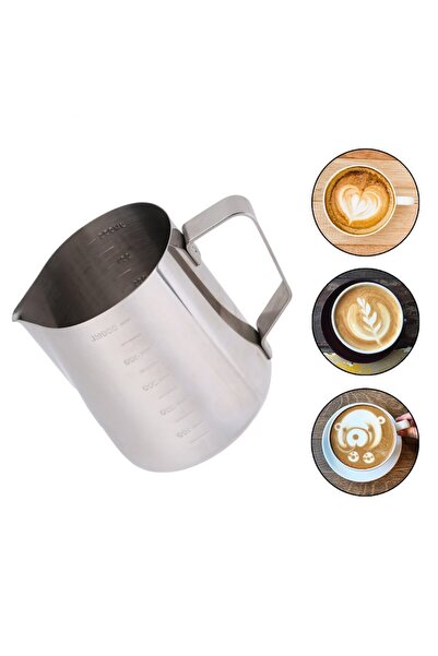 awwaline Stainless Steel Milk Pitcher with Graduations, awwaline® Barista Latte/Cappuccino Jug, 600 ml